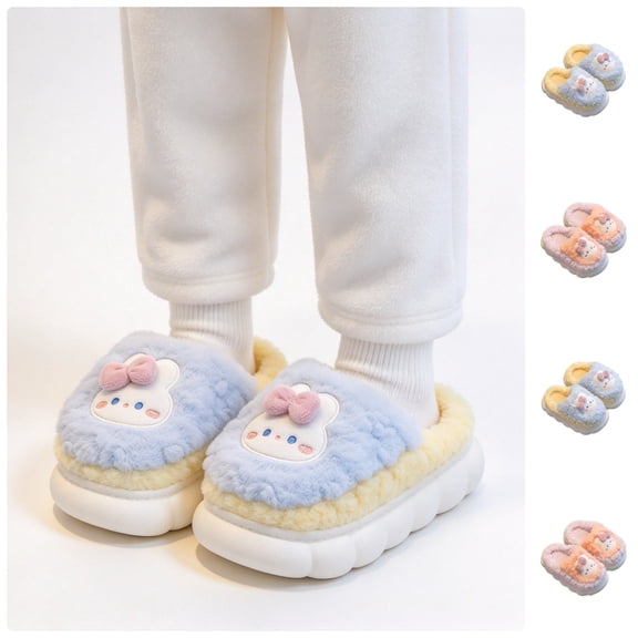 BCSIOAOI Toddler Slippers Warm Fuzzy Indoor House Shoes Non Slip Sole