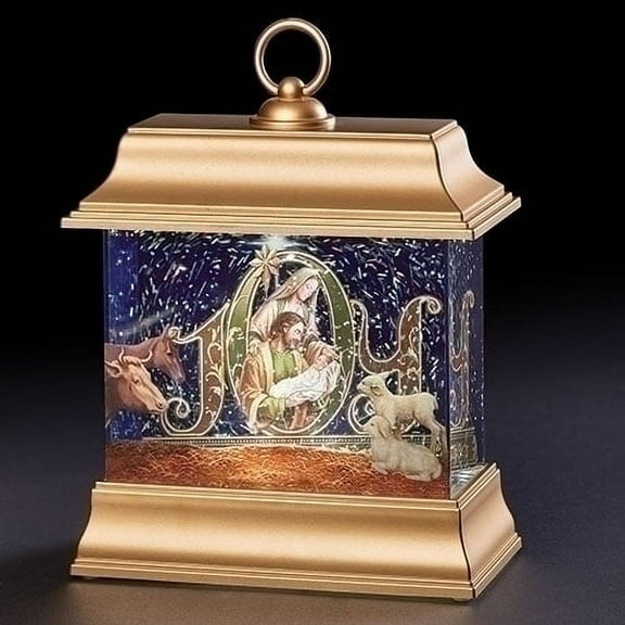 Goldtone Joy Holy Family Tabletop Snow Water Globe by Roman