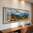 thumbnail image 2 of Mountain Window Canvas Wall Art - Gold Green Nature Pictures Landscape Paintings, Modern Canvas Prints Horizontal Artwork for Living Room Bedroom Home Decor, 2 of 7