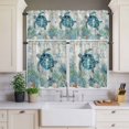 thumbnail image 2 of Sea Turtle Coastal Curtain Valances Set Blue Teal Beach Ocean Nautical Coral Kitchen Curtains 36&nbsp;inch Length Rod Pocket Valance and Tiers 3 Piece Set Small Bedroom Bathroom Laundry Decor, 2 of 9