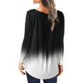 thumbnail image 3 of Women's Trendy Tunic Tops Crewneck Buttons Up Printed Long Sleeve Blouses Pleated Casual Loose Fit Flowy Tee Shirts, 3 of 5