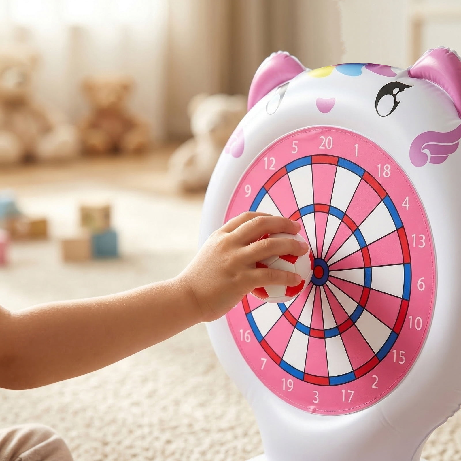 Inflatable Target Throwing Game , Outdoor Lawn Games with Football Dart Board, Summer Backyard Party Fun Toys for Family Activities Pink