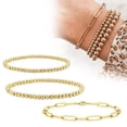 thumbnail image 4 of De Pulseras De Hematita, Pulsera De Cuentas De Oro Galvanizadas, Pulsera De Oro Con Clip De Papel Para Mujeres Y Hombres, Cadena Exquisita, Regalos De Joyería 3 Uds Minnieouse AP006010-00, 4 of 6
