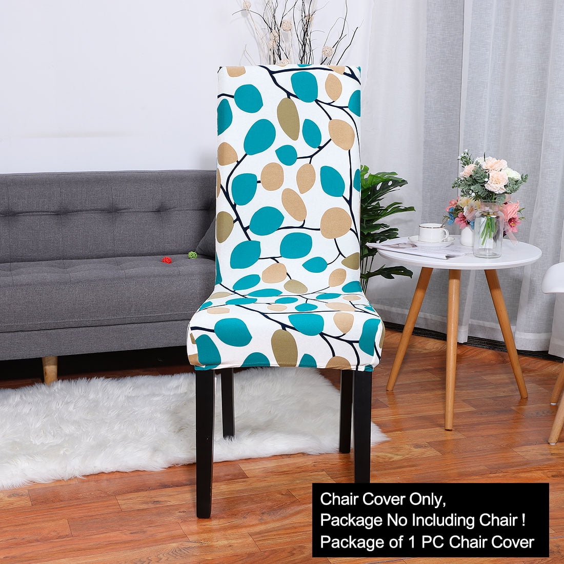 Unique Bargains Stretch Washable Dining Chair Cover Set Blue and Brown