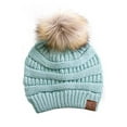 thumbnail image 1 of Gravity Threads Bonnet en Tricot Torsadé avec Pompon en Fausse Fourrure, Vison, 1 of 1