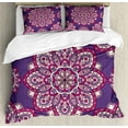thumbnail image 1 of Purple Mandala King Size Duvet Cover Set, Colorful Oriental Mandala Design in Repeating Arrangement Traditional Theme, Decorative 3 Piece Bedding Set with 2 Pillow Shams, Multicolor, by Ambesonne, 1 of 3