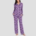 thumbnail image 5 of Womens Pajama Set 2‑Piece Top & Pants 4‑Way Stretch Casual Breathable Loungewear Sleepwear with Pocket for Home, 5 of 7