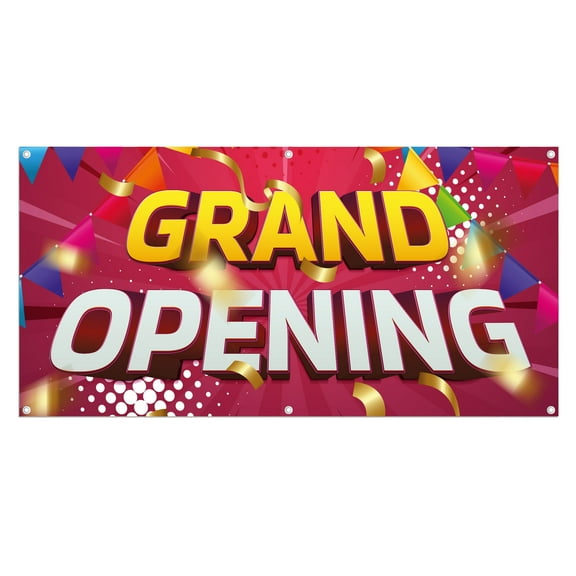 Grand Opening Banner 13 oz Heavy Duty Vinyl Grand Opening Sign for Special Business, Events, Ceremonies & Inaugurations - Outdoor & Indoor - Single-Sided with Metal Grommets (1.5x5 ft)