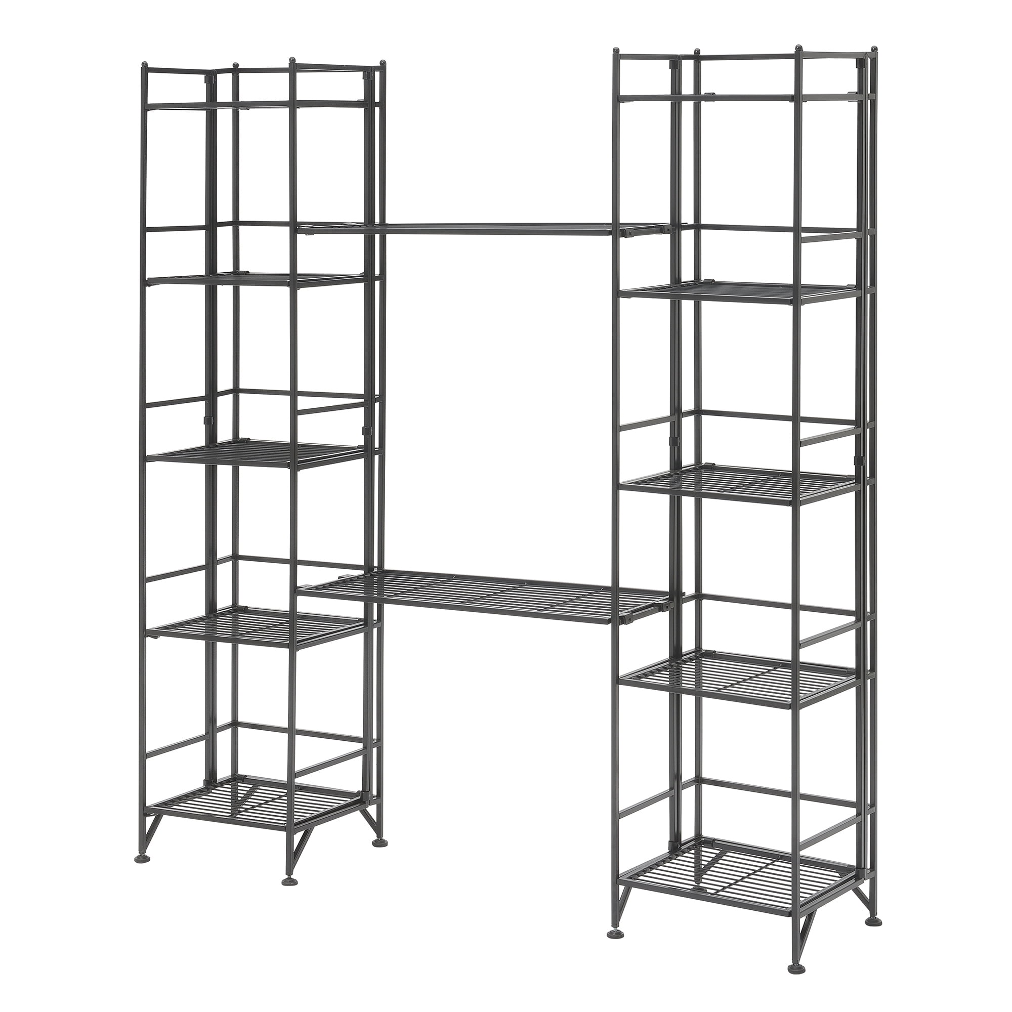 Xtra Storage 5 Tier Folding Metal Shelves with Set of 2 Extension