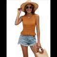 thumbnail image 2 of Suéter Corto para Mujer, Chaleco de Punto Sin Mangas, Top de Crochet con Dobladillo con Volantes, Color Naranja, Talla S, 2 of 8