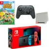 Nintendo Switch Console Neon Red & Blue with Extra Wireless Controller, Animal Crossing: New Horizons and Screen Cleaning Cloth