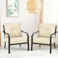 thumbnail image 3 of Gymax 2 PCS Patio Dining Chairs Set with Padded Cushions Armrest Steel Frame, 3 of 10