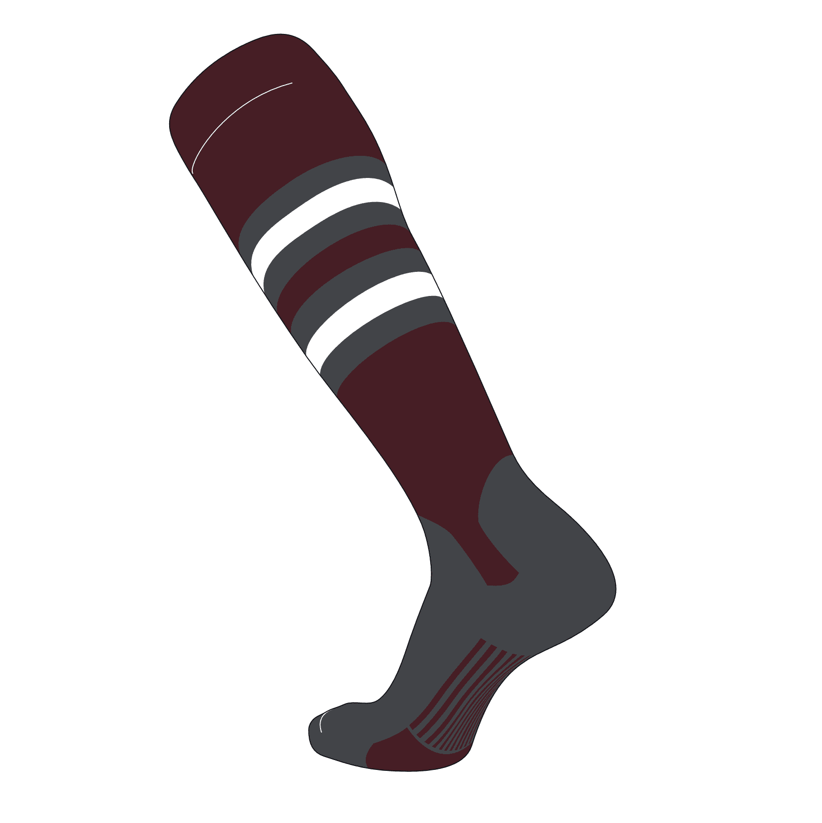 TCK Elite Baseball Knee High Stirrup Socks (I, 5in) Maroon, Graphite