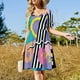 thumbnail image 5 of Vestido playero de manga corta con estampado geométrico abstracto de Memphis de los años 80, elegante, para mujer., 5 of 8