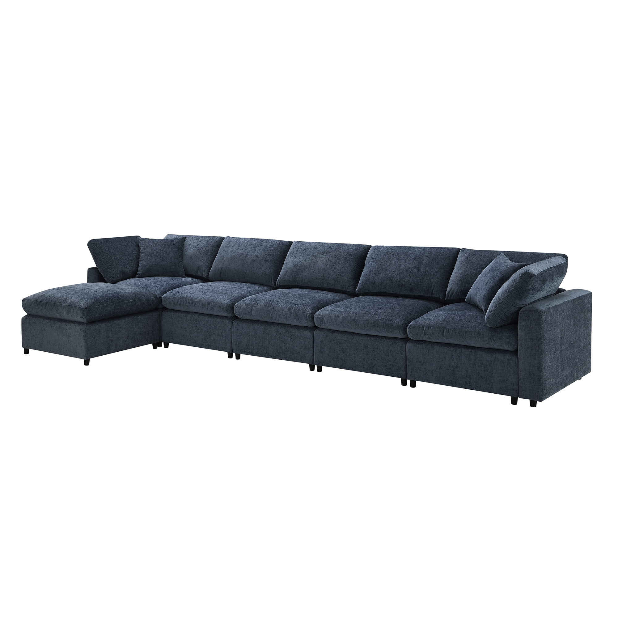 MAYEERTY 130x65" Modern Modular Cloud Sofa Bed - 6-Seat Chenille U-Shaped Sleeper with Ottoman, Free Combination for Living Room/Apartment, 3 Colors