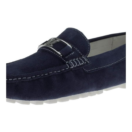 

Mens Penny Navy Leather Comfort Driving Shoes Luciano