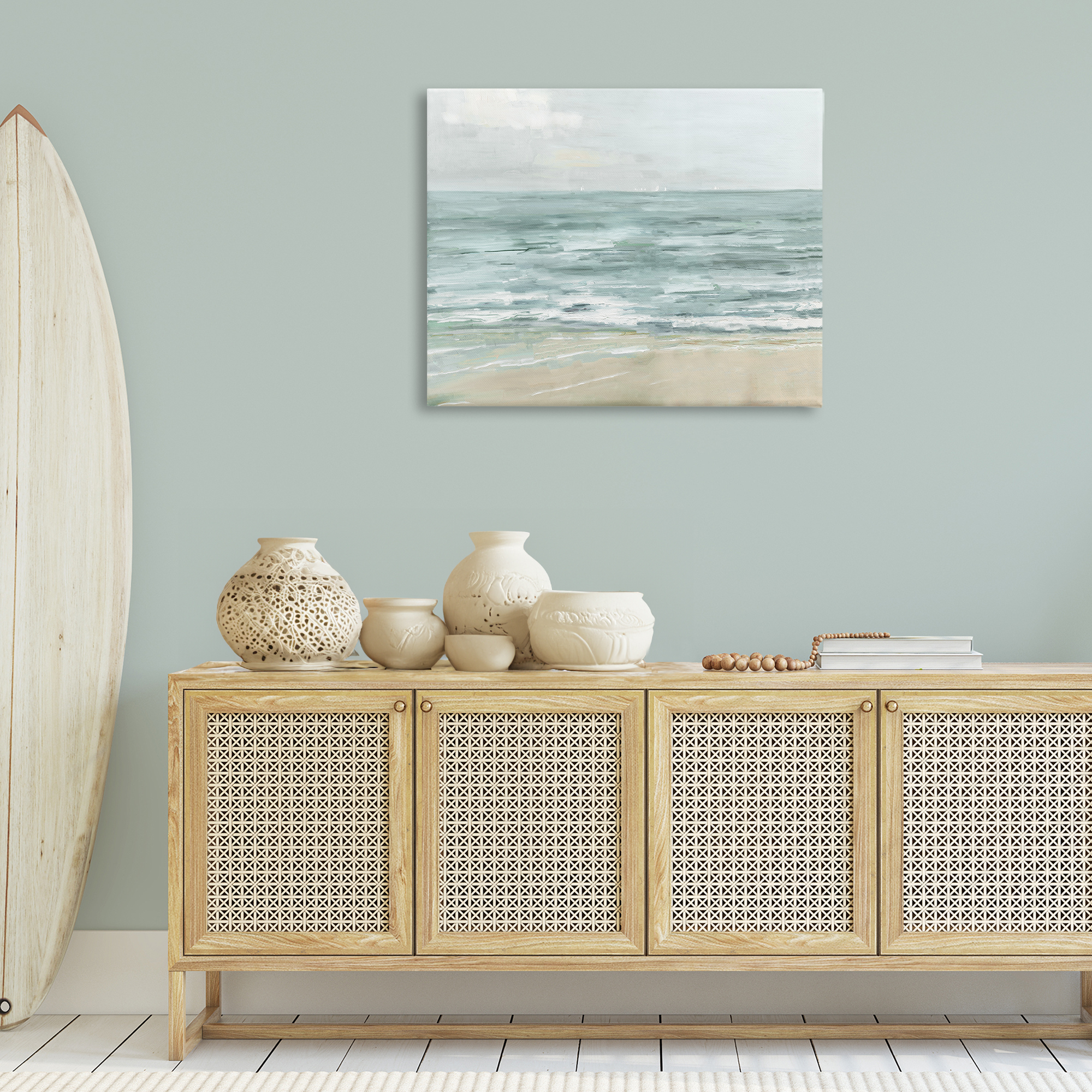 Stupell Industries Brushed Beach Waves Landscape Painting Gallery Wrapped Canvas Art Print Wall Art, 40 x 30