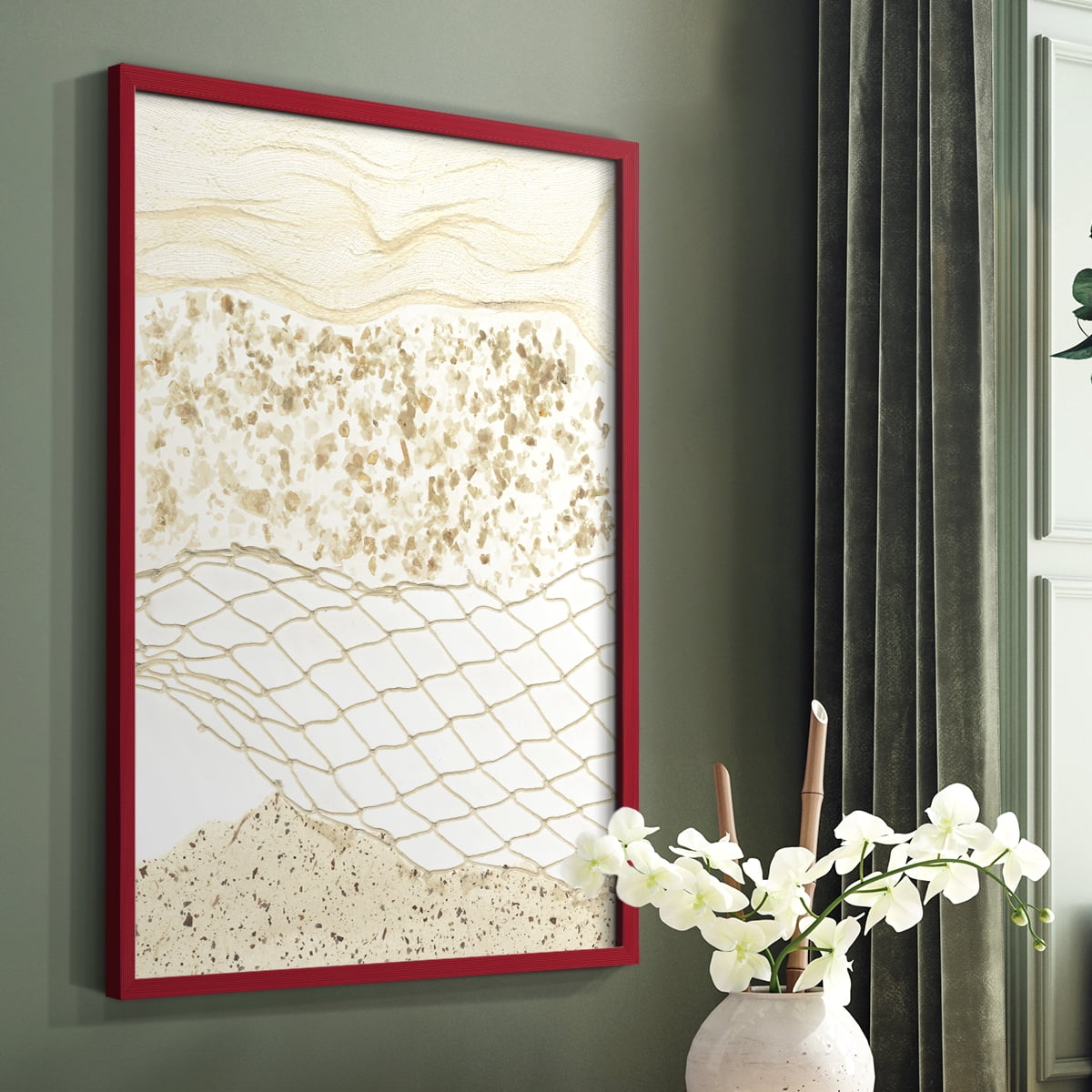 Coast Away I Framed Print in Red Solid Wood Framed Print No Nail Hanging