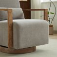 thumbnail image 5 of 2024 New Modern Upholstered Accent Chair with Sturdy Wood Armrests and 1pc Throw Pillow, 360 Degree Swivel Comfy Lounge Reading Chair, for Hotel, Bedroom, Living Room, 5 of 7