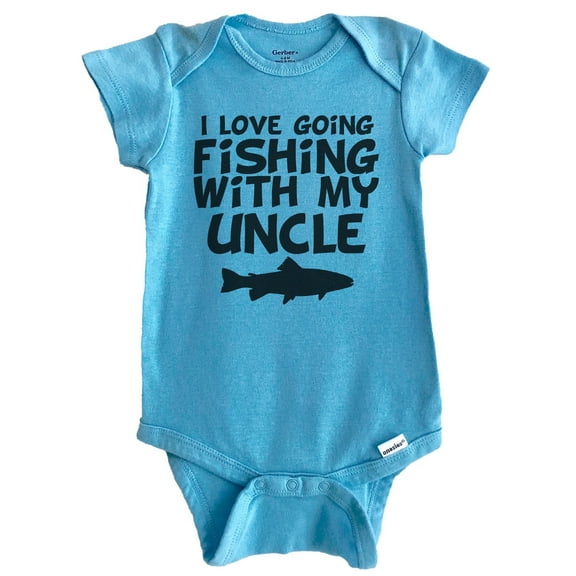 I Love Going Fishing With My Uncle Baby Bodysuit (Blue)