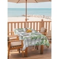 thumbnail image 2 of Outdoor Tablecloth with Umbrella Hole for Patio/Picnic/Party/Camping, Spring Plants Waterproof Table Cloth Rectangle Table Cover Washable, Watercolor Leaves Birds Flowers Gray Plaid (60"x 120"), 2 of 8