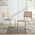 thumbnail image 2 of Zesthouse Rattan Dining Chairs Set of 2, Mid Century Modern Dining Room Chairs with Cane Full Back & Seat, Chrome Metal Legs, Cantilever Kitchen Side Chairs for Dining Living Room, Natural, 2 of 10