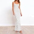 thumbnail image 6 of Xdegoge Prom Dresses for Women Slim Fit Spaghetti Strap Cowl Neck Maxi Dress Polka Dot Mermaid Ruffle Hem Evening Dresses Formal Wedding Guest Party, 6 of 8
