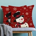 thumbnail image 4 of Snowman Christmas Pillow Covers 20x20 Inch Set of 2, Red Background White Snow Snowman Decorative Throw Pillows Farmhouse Linen Xmas Winter Holiday Cushion Case for Sofa Couch Outdoor Decor, 4 of 6