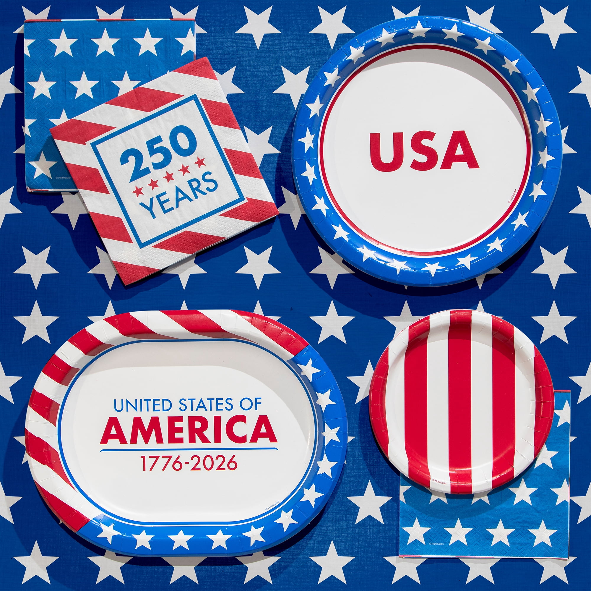 Red/White/Blue United States of America Oval Disposable Paper Plates, 9.25" x 12", 8 Count, Patriotic by Way To Celebrate