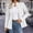 White, variant on WIZUTIZ Women's Double Breasted Blazer Coat Stand Collar Long Sleeve Solid Color Winter