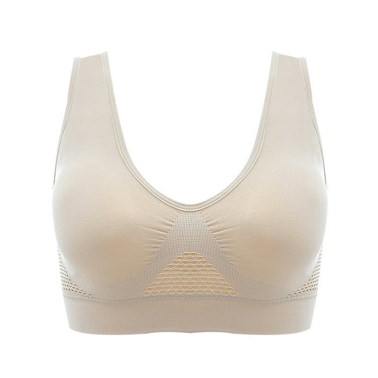 HEVIRGO Plus Size Women Shockproof Breathable Wireless Push-up Vest Bra  Sport Underwear