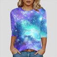 thumbnail image 2 of Towmus Womens Tops Cotton Women's Casual 3/4 Sleeve T-Shirts Round Neck Cute Tunic Tops Basic Tees Blouses Loose Fit Pullover Shirt, 2 of 4