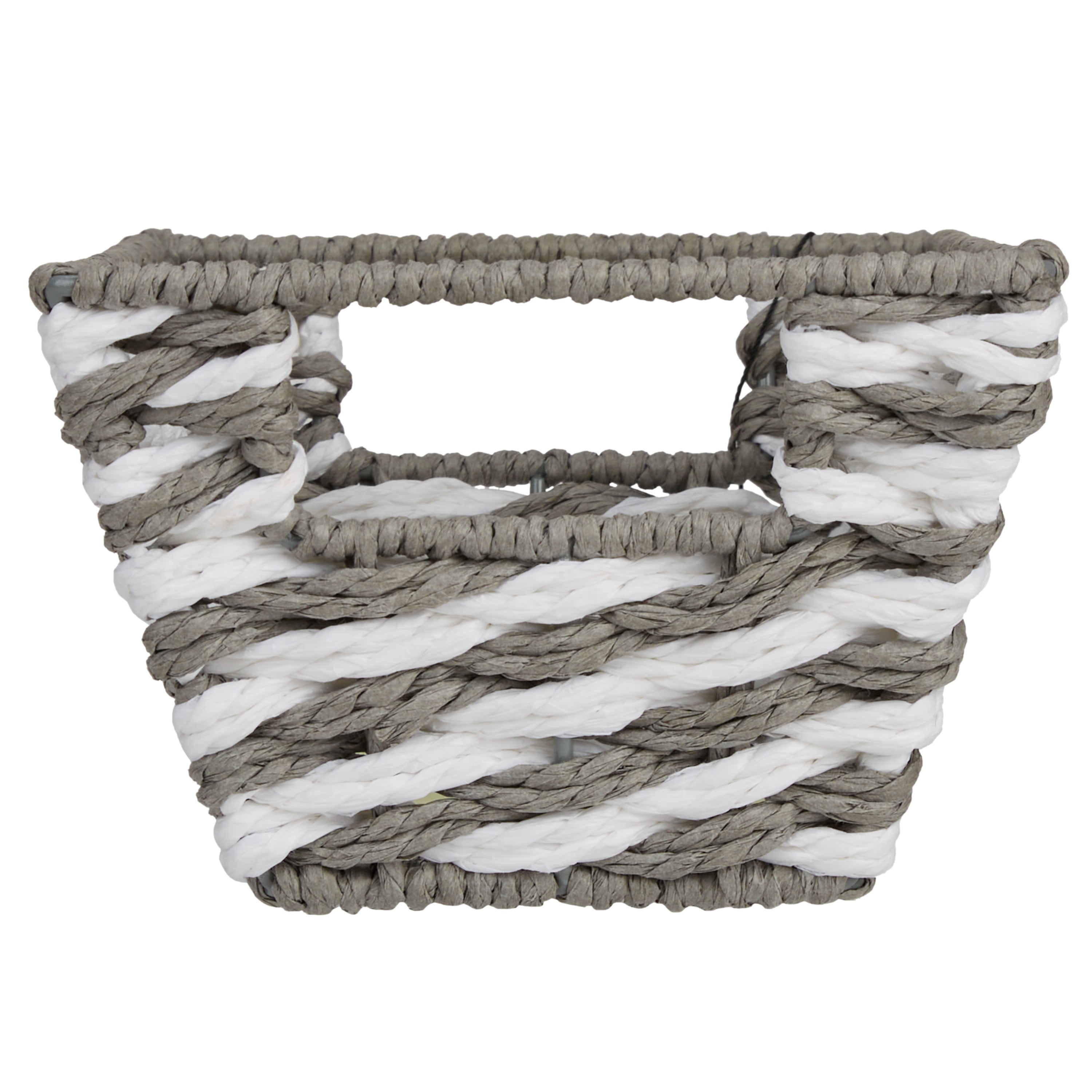 Simplify Small Striped Woven Basket in Gray