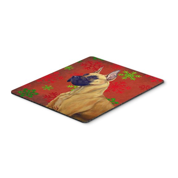 "Great Dane Red and Green Snowflakes Holiday Christmas Mouse Pad Hot Pad or Trivet"