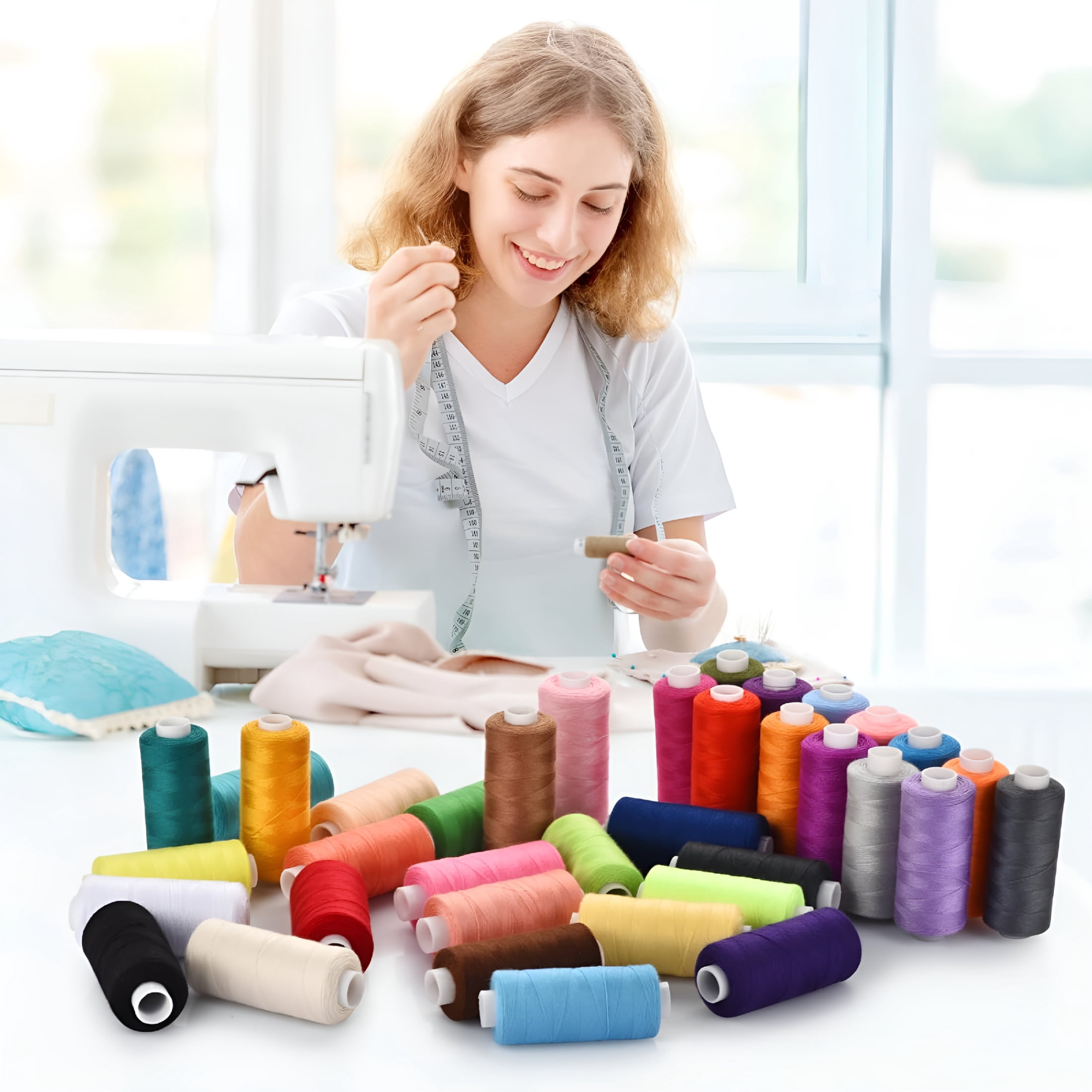 PALINO 72pcs Sewing Thread Kit, 36 Colors, 400 Yards per Spool Polyester Thread, Prewound Bobbins, Sewing Machine Threads