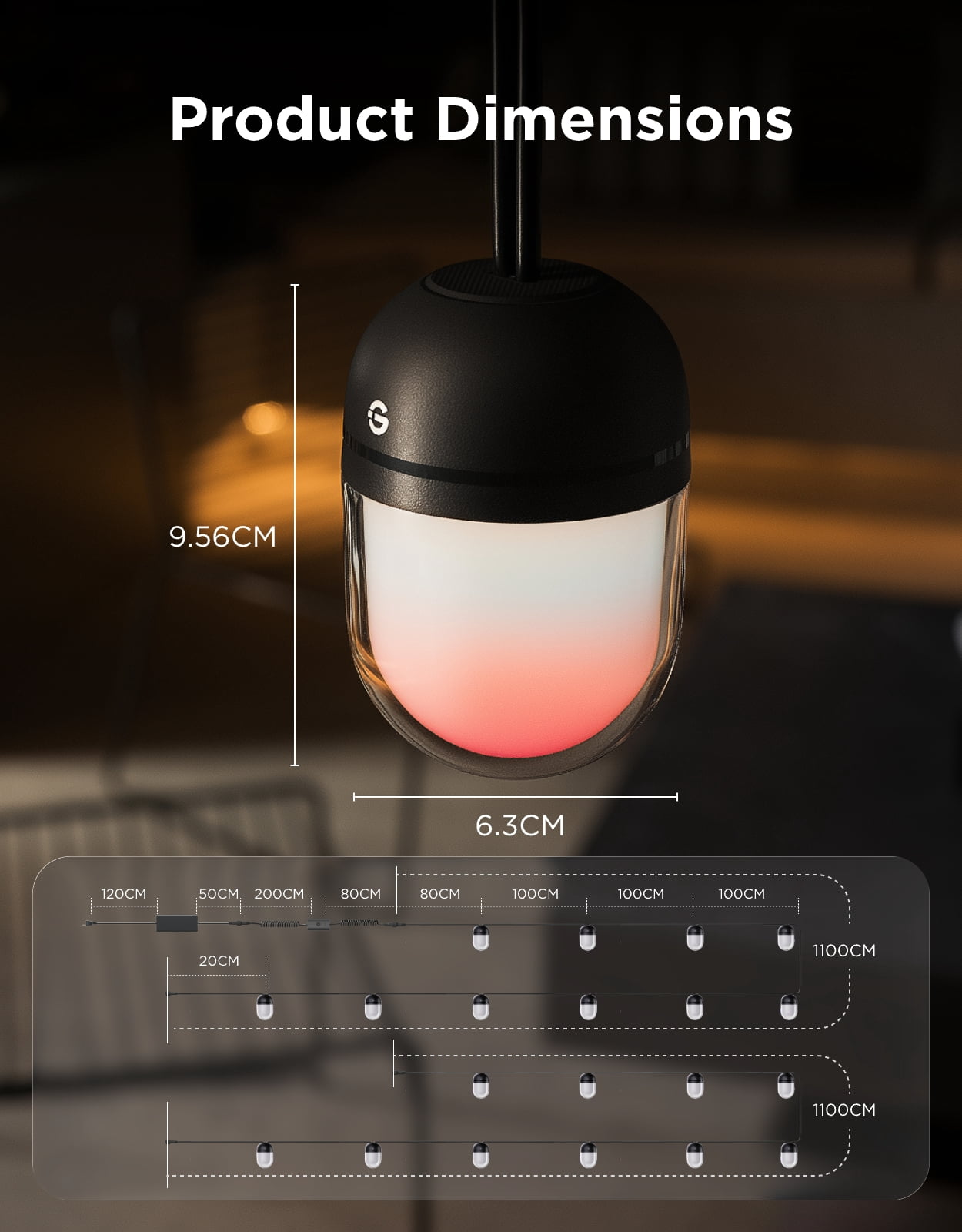 Govee Outdoor Chromatic String Lights, 65.6ft RGBIC Outdoor Lights, 55 RGB LEDs per Bulb, Uni-IC Control, 111+ Scenes, IP67 Waterproof, String lights compatible with Alexa, Google, Matter, App