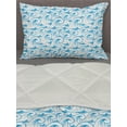 thumbnail image 3 of Nautical Comforter & Sham Bedding Set, Continuous Outline Ocean Waves Swirling with Foam Stormy Summer Surf Pattern, 3 pcs Duvet Set Microfiber Filling Quilt, 5 Sizes, Sky Blue White, by Ambesonne, 3 of 4