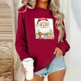 thumbnail image 2 of Christmas Santa Sweatshirt for Women Holiday Graphic Long Sleeve Crewneck Pullover Wine M, 2 of 4