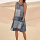 thumbnail image 3 of WILLBEST Vestido De Lino Para Mujer, Vestido Playero Informal Hasta La Rodilla, Sin Mangas, Estampado De Verano, Con Bolsillos, 3 of 3