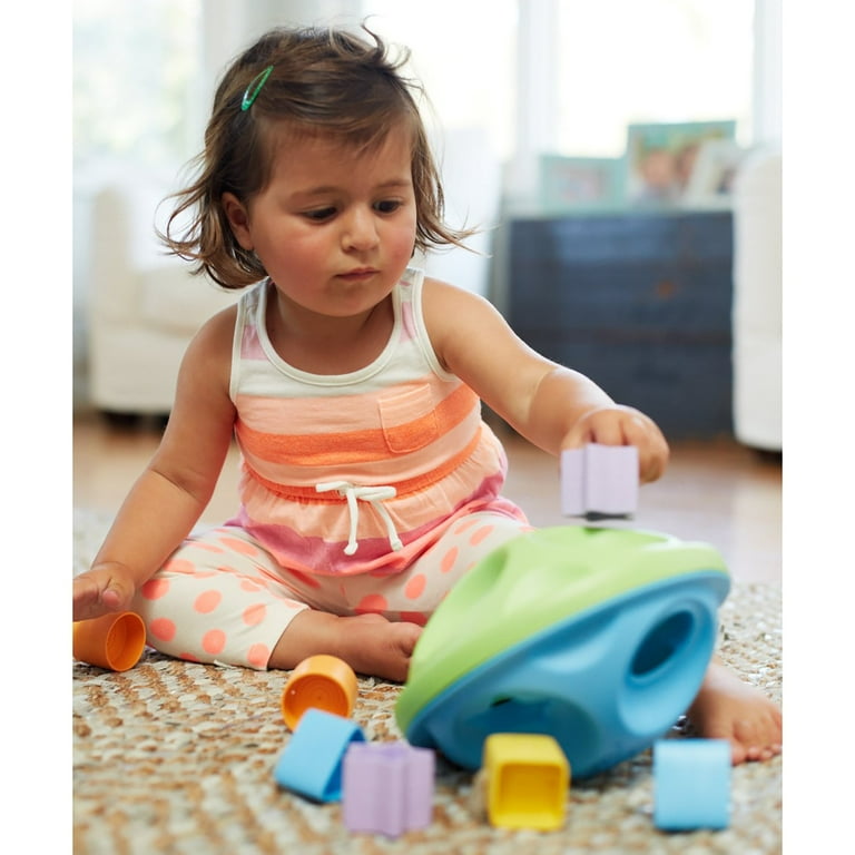 Green Toys My First Shape Shorter Blue Green 8 Piece Color Shape Identification Stack Sort Educational Toy Kids Toddlers Baby Ages 6mo Walmart