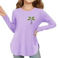 thumbnail image 4 of Girls Shirts Size 11-12 Girls Shirt Girls Long Sleeve Shirts Kids Arc Hem Side Slit Soft Tunic Tops T Shirts 1426, 4 of 6