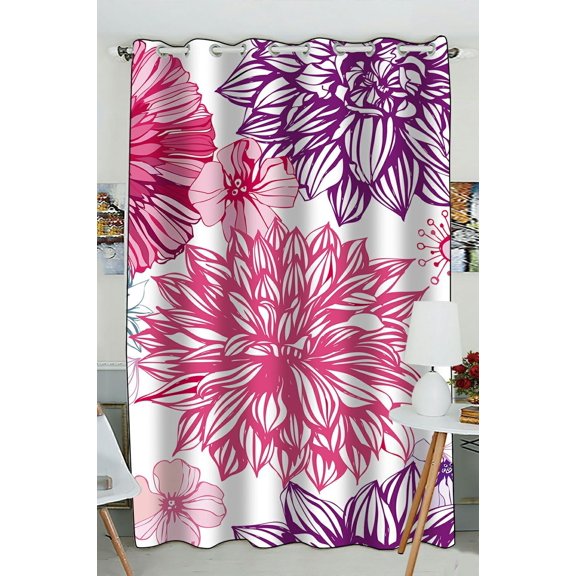 ZKGK Dahlia Floral Pattern Window Curtain Drapery/Panels/Treatment For Living Room Bedroom Kids Rooms 52x84 inches One Panel
