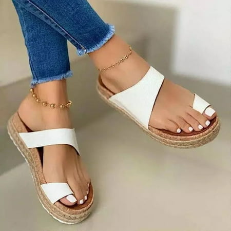 

Fashion Women s Summer Slip-OnFlat Beach Open Toe Breathable Sandals Weave Shoes