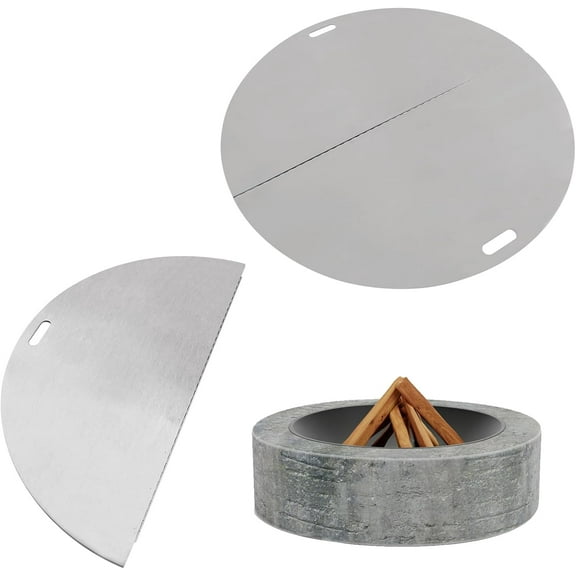 Fire Pit Lid Round, 40 Inch Foldable Fire Pit Ring Snuff Cover, 3mm Thickness 430 Stainless Steel Fire Pit Spark Screen Cover, Built-in Handle Fire Pit Lid for 40 in Round Floor Type Brazier