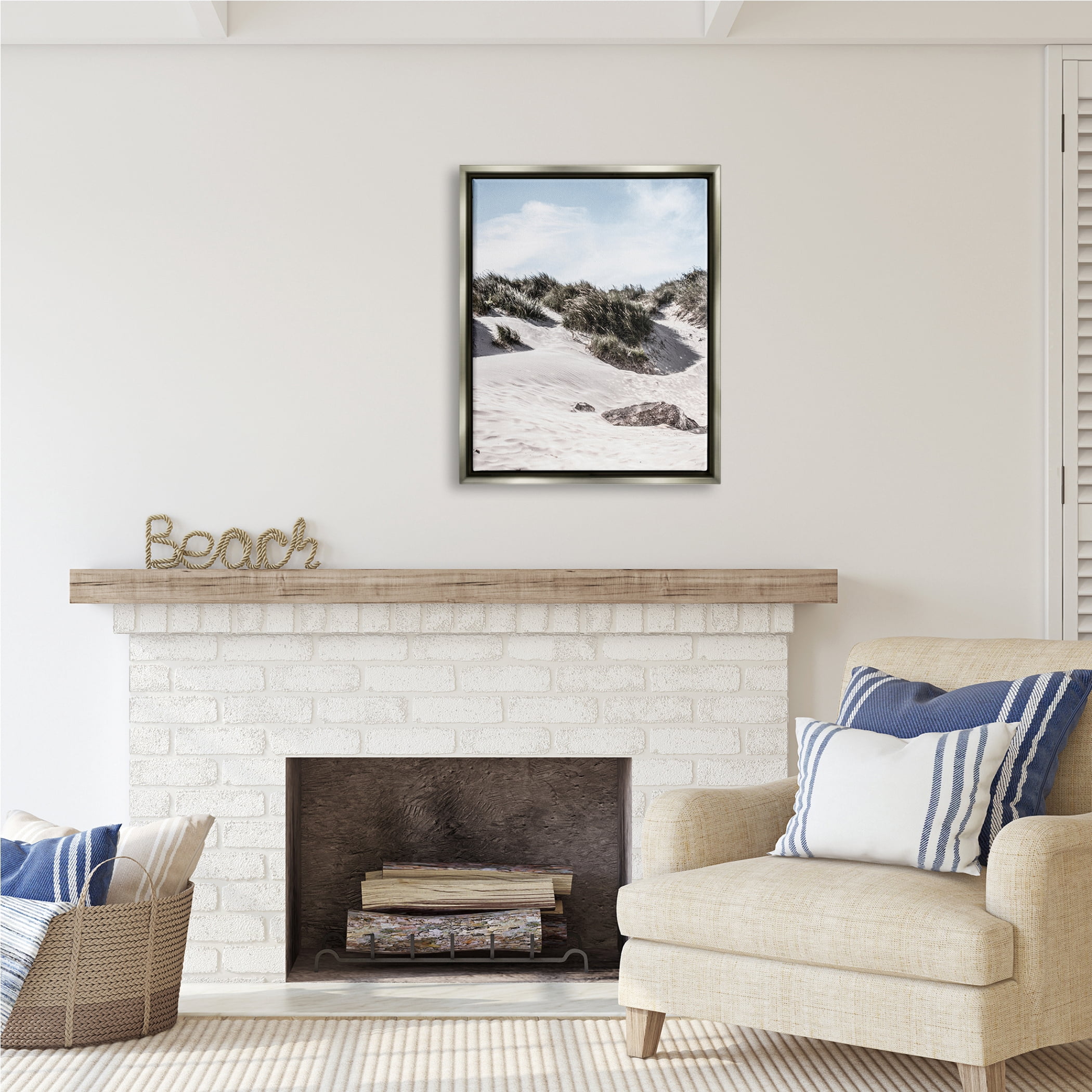 Stupell Industries Summer Sand Dunes Nature Photography Gray Floater Framed Art Print Wall Art, 25 x 31