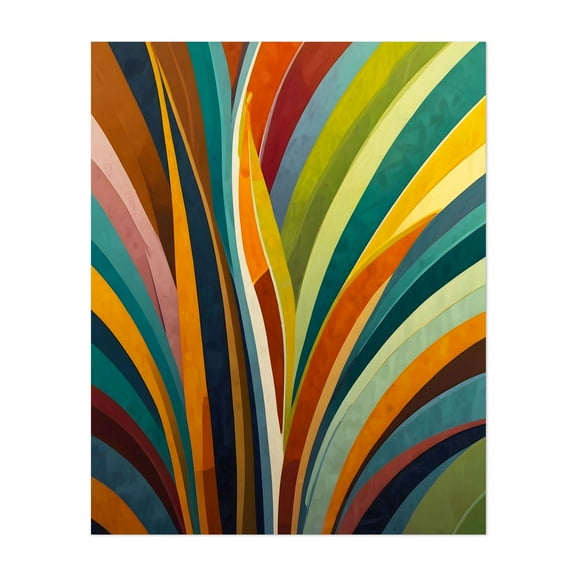 Dancing Stripes in Color - India Illustration Abstract Geometric Modern Art Pattern Psychedelic Art Deco Unframed Wall Art Print 8 x 10 inches