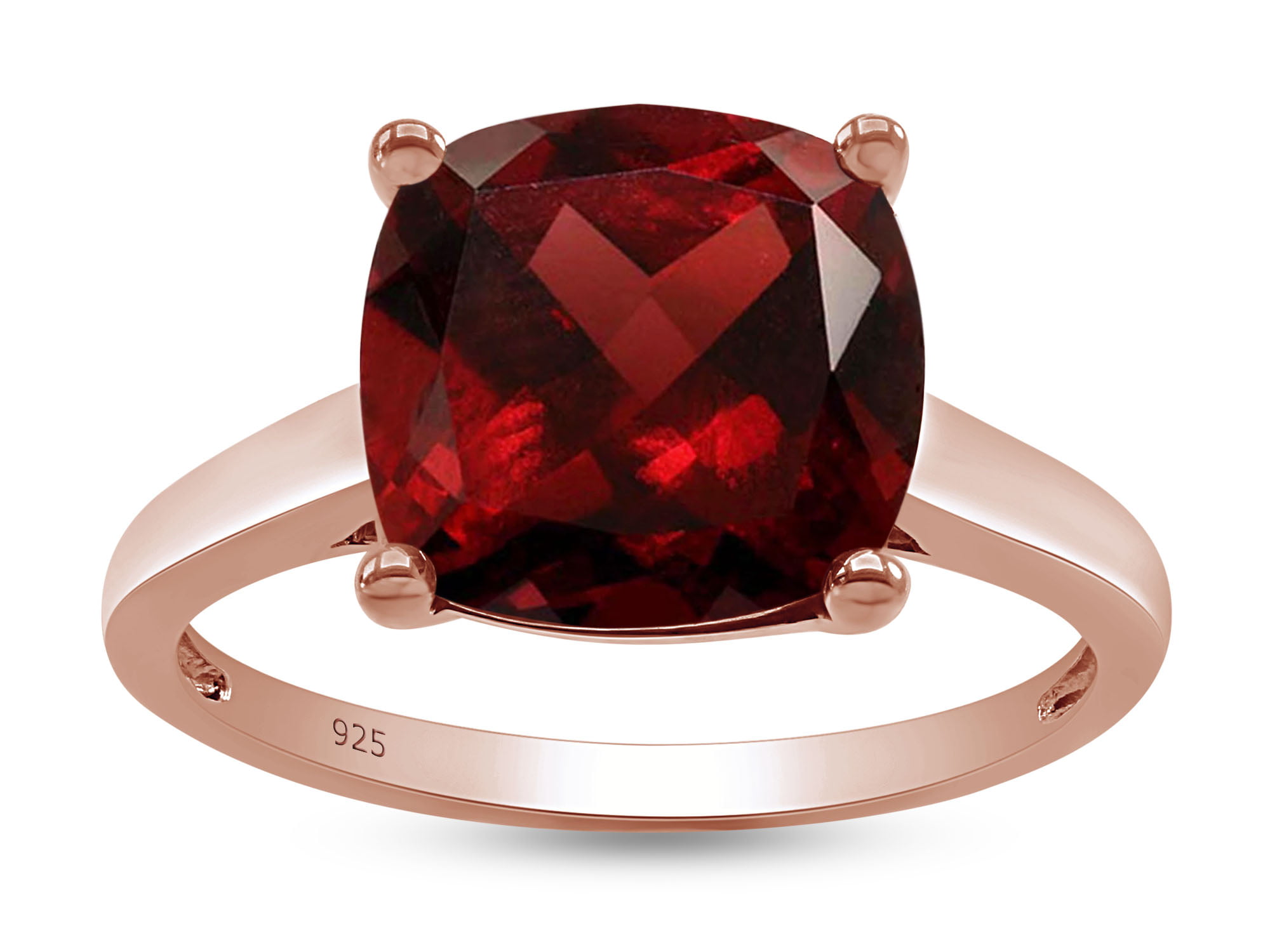 5 Ct Cushion Cut Simulated Garnet Solitaire Ring in 14k Rose Gold