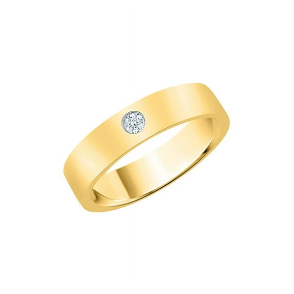 Diamond Men's Wedding Band in 10K Yellow Gold (1/10 cttw) (I-Color, SI3-I1 Clarity) (Size-9)