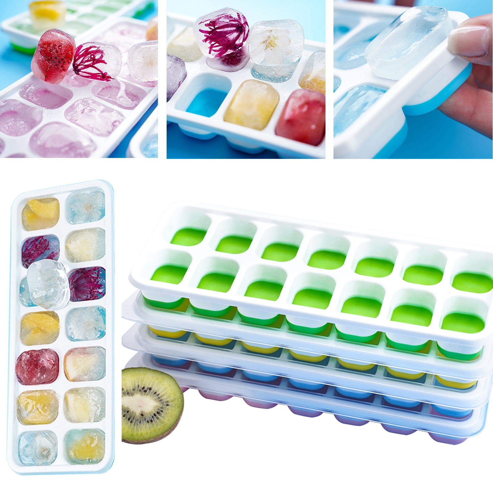 Warkul 4Pcs Ice Cube Tray for Freezer, Circle Ice Cube Mold Making, for