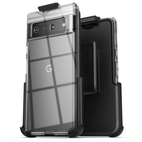 Encased Belt Case Designed for Google Pixel 6 Pro Clear Phone Case with Holster Clip (2021)